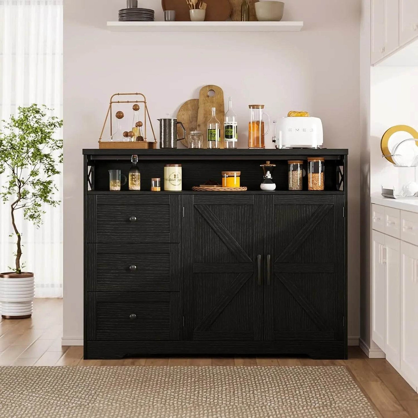 Vabches Buffet Cabinet Wooden Sideboard - Loft&Timber