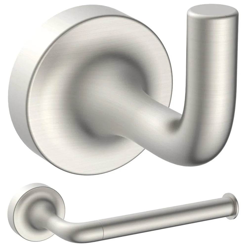 Modern Bathroom Hardware Set Satin Nickel Robe Hook Toilet Paper Holder Wall Mount Rust Resistant Easy Installation Durable Zinc - Loft&Timber