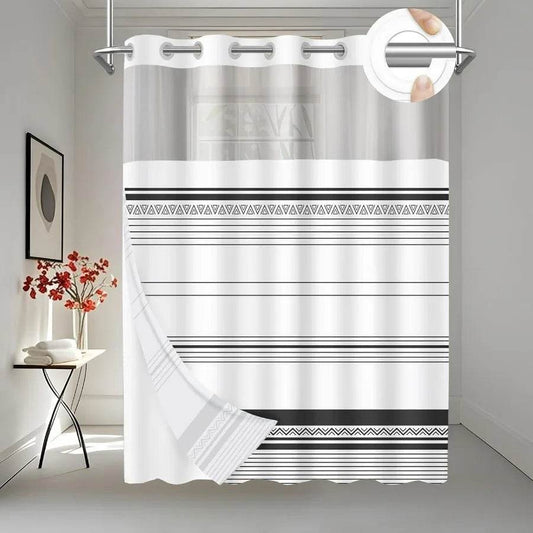 Modern Boho Black Striped Shower Curtain - Loft&Timber