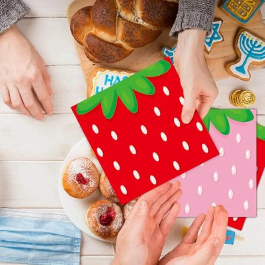 Strawberry Party napkins 6.5 x 6.5 Ih Pink and Red Strawberries - Loft&Timber