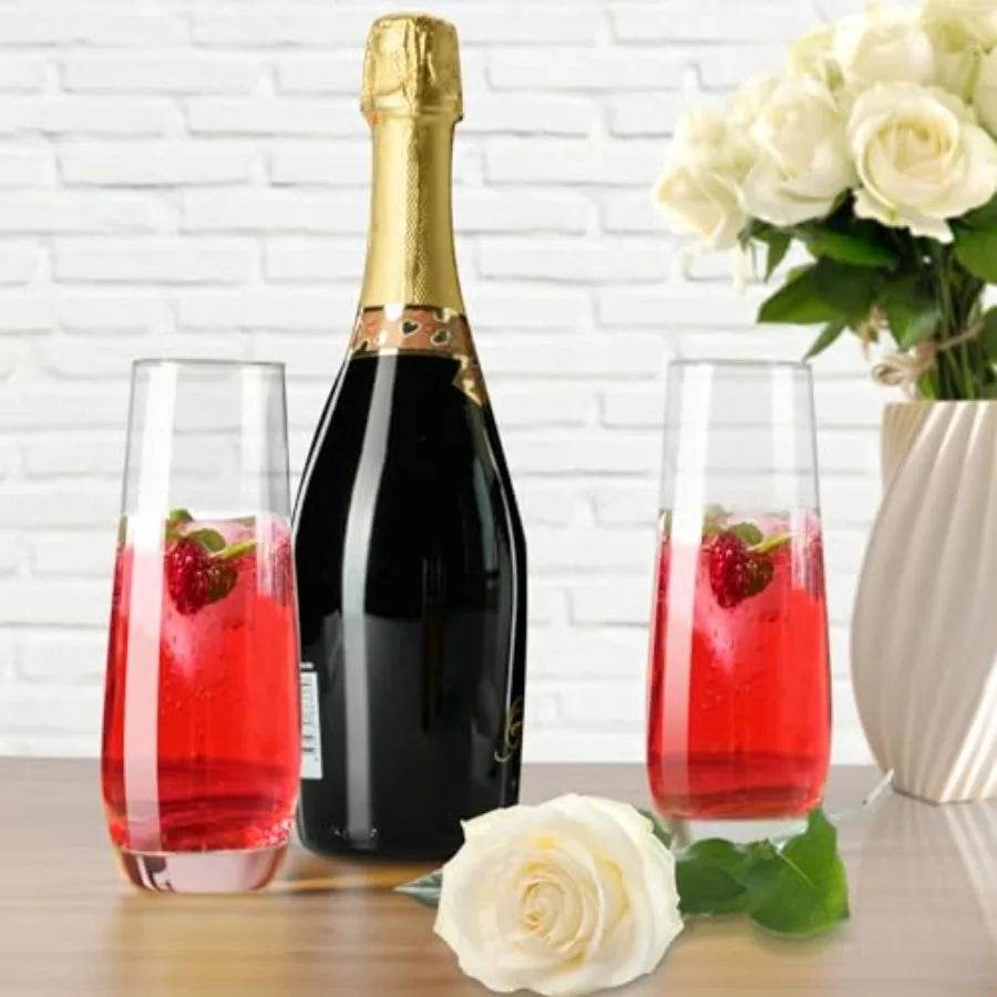 Stemless Champagne Flutes 8 oz Cocktail Glasses - Loft&Timber