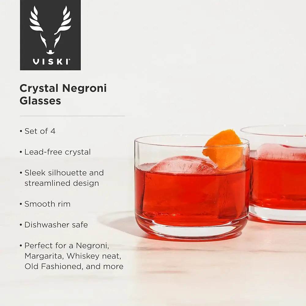 Raye Negroni, Lowball Cocktail Premium Crystal Glassware, 8Oz, Set Of 4 - Loft&Timber