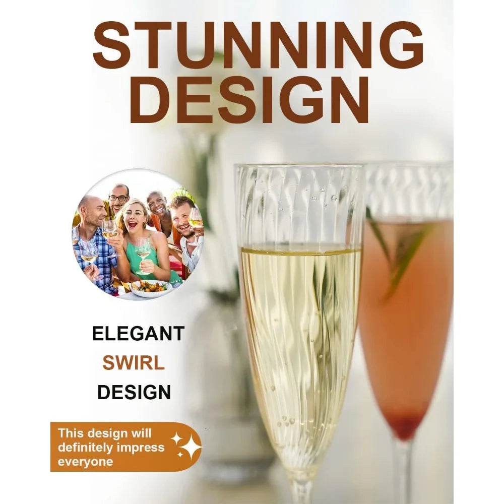 Plastic Champagne Flutes, 36 PCS Clear Disposable Wine Glasses Reusable Plastic Cocktail Cups - Loft&Timber