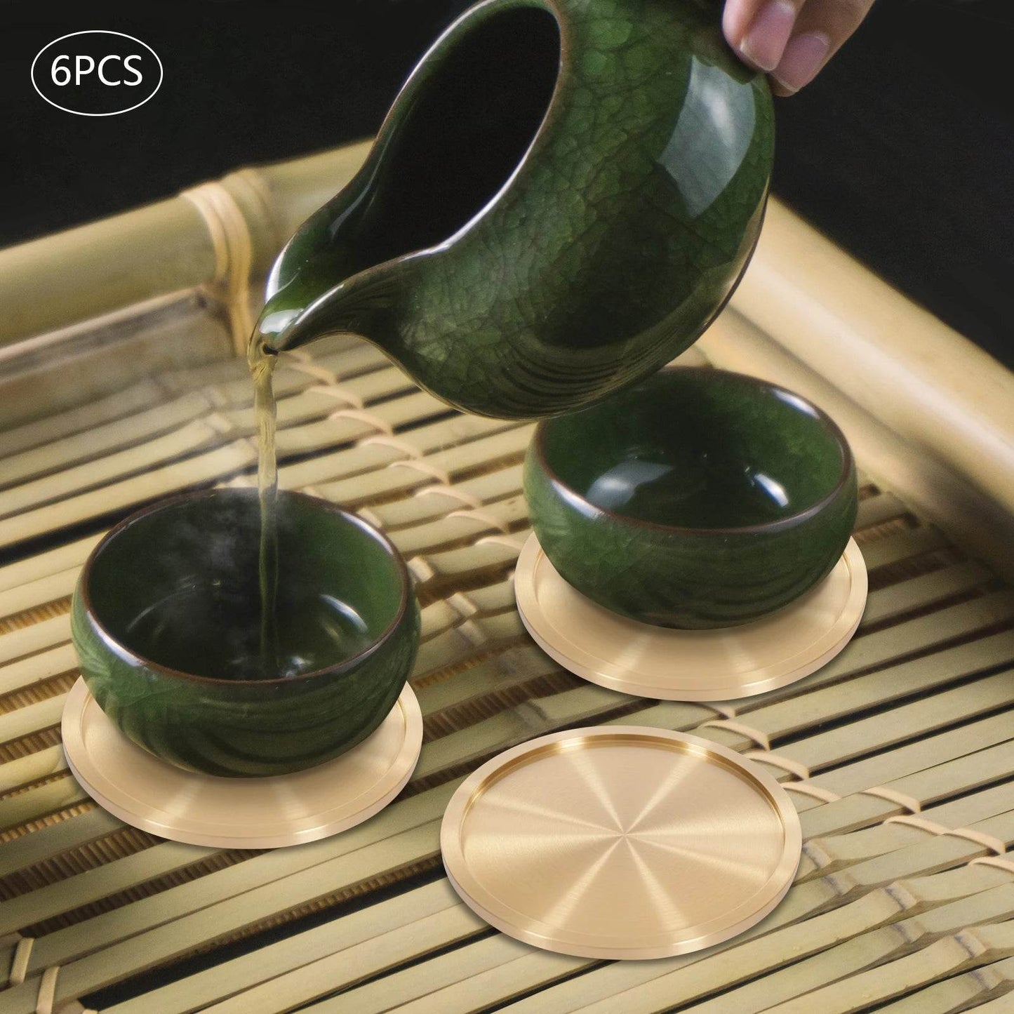 Heavy Brass Coasters for Drinks 6-Pack - Loft&Timber