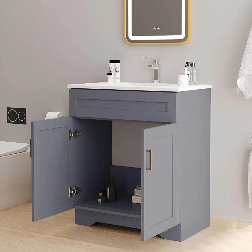 Compact 24-36 inch bathroom vanities with sink and storage drawers - Loft&Timber