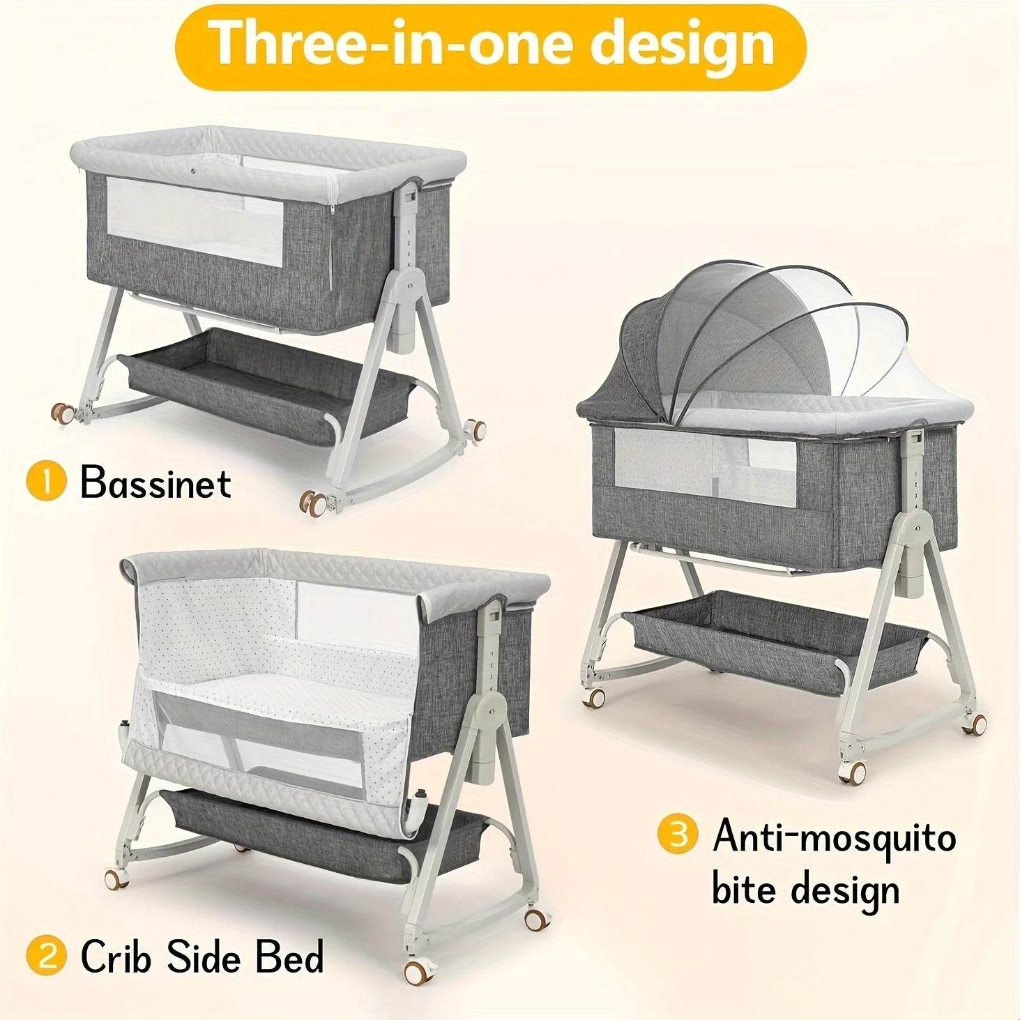 Baby Bassinet, Bedside, 3 in 1 - Loft&Timber