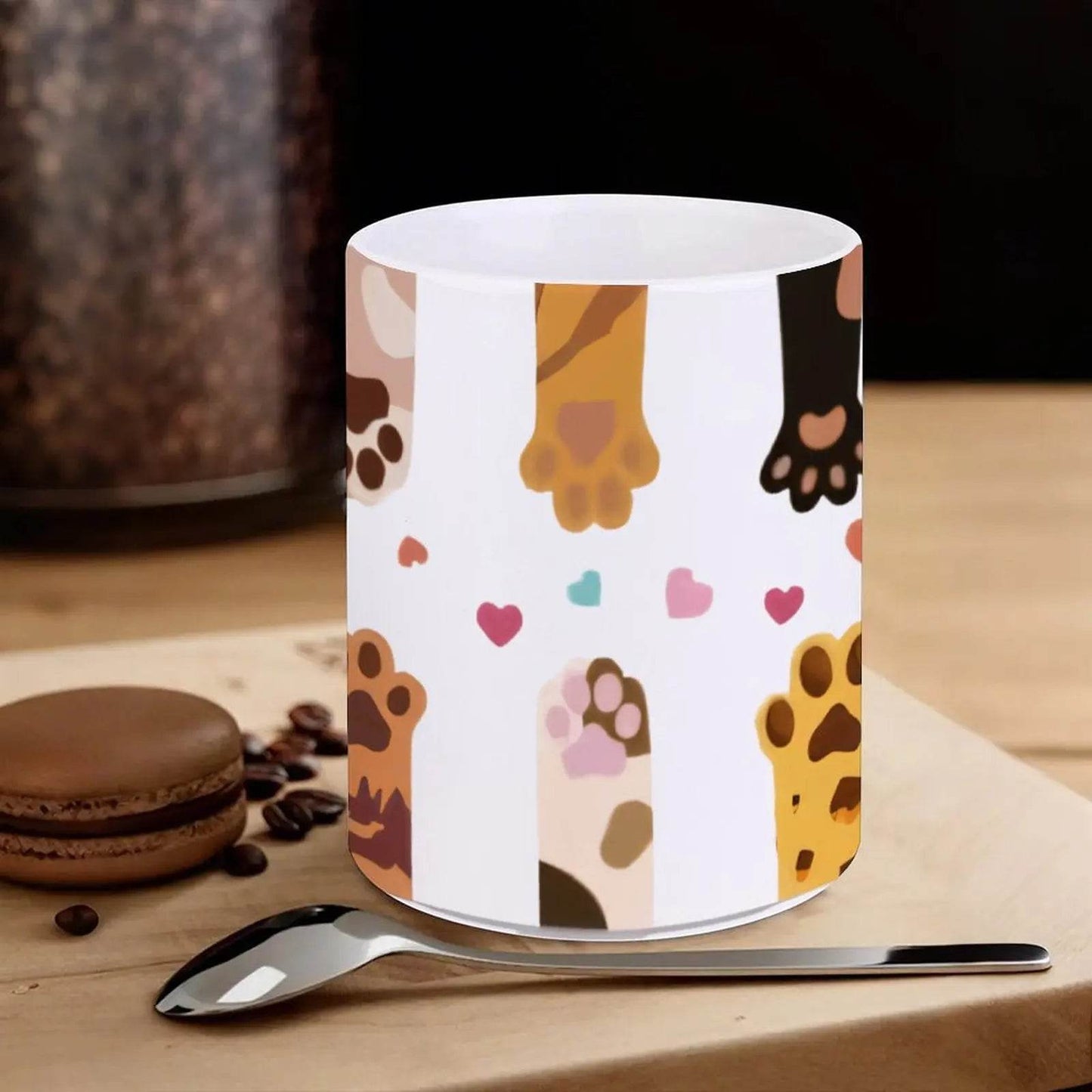 Paw Prints With Hearts On Them Cup, 330ml Iced Coffee Cup - Loft&Timber