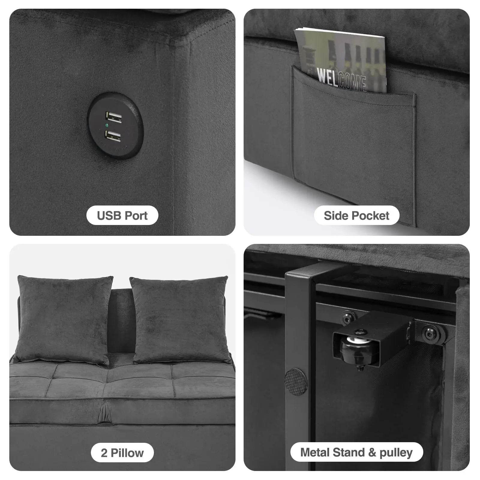 Vabches Sofa Chair Convertible 4-in-1 Sleeper - Loft&Timber