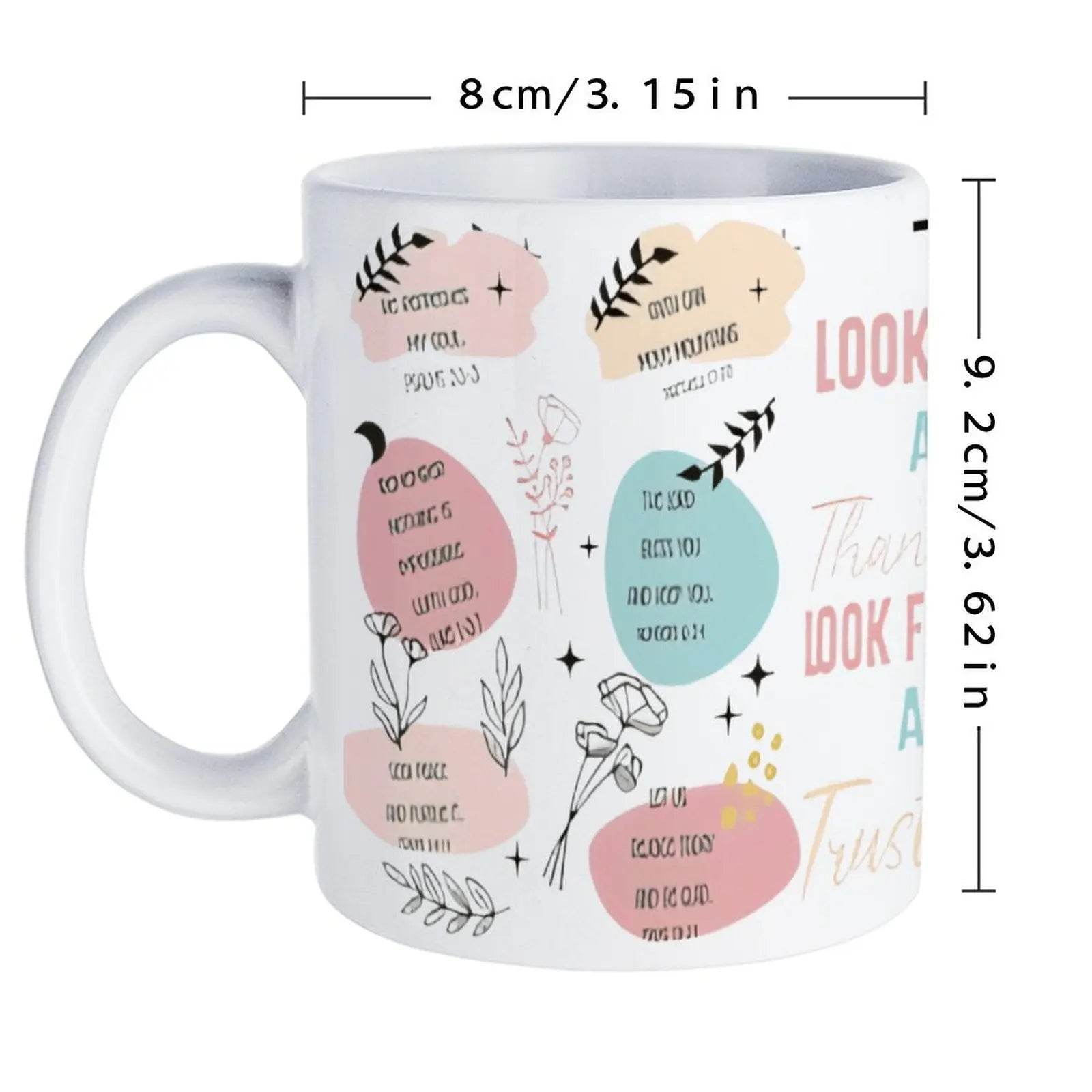 Look Back And Thank God, Look Forward And Trust God Ceramic Coffee Mug Bible Verse Custom Mug, 330ml - Loft&Timber