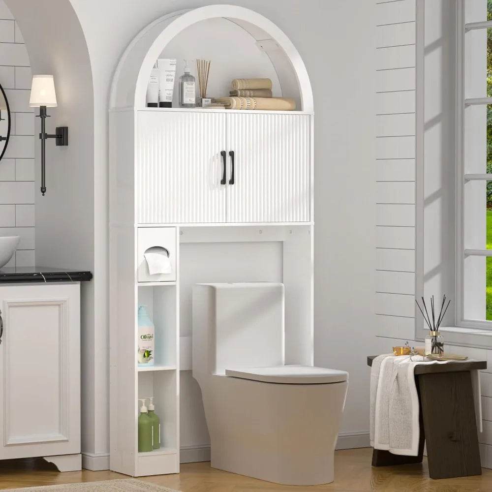 Freestanding Toilet Storage Cabinet with Arched Design for Bathroom Organization - Loft&Timber