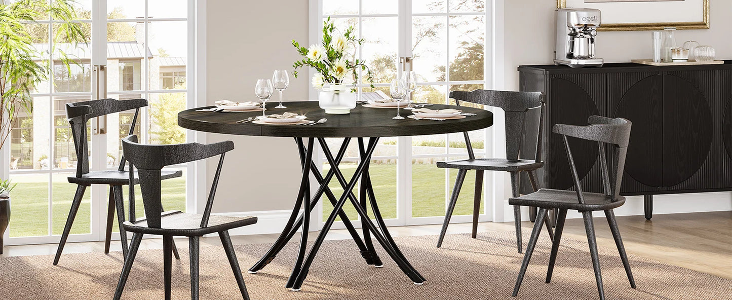 Tribesigns Round Dining Table for 4-6 People, 47" - Loft&Timber