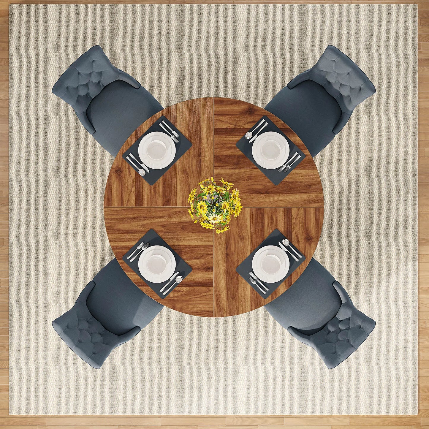 Tribesigns Round Dining Table for 4, 47" - Loft&Timber