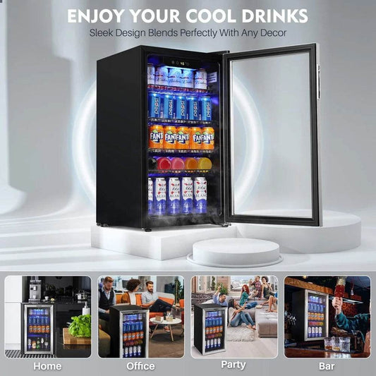 Beverage Refrigerator 120 Can Mini Fridge with Temperature Control - Loft&Timber
