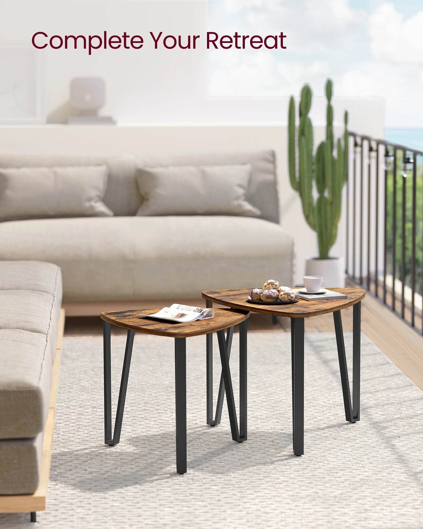 VASAGLE Nesting End Tables Set of 2 - Loft&Timber