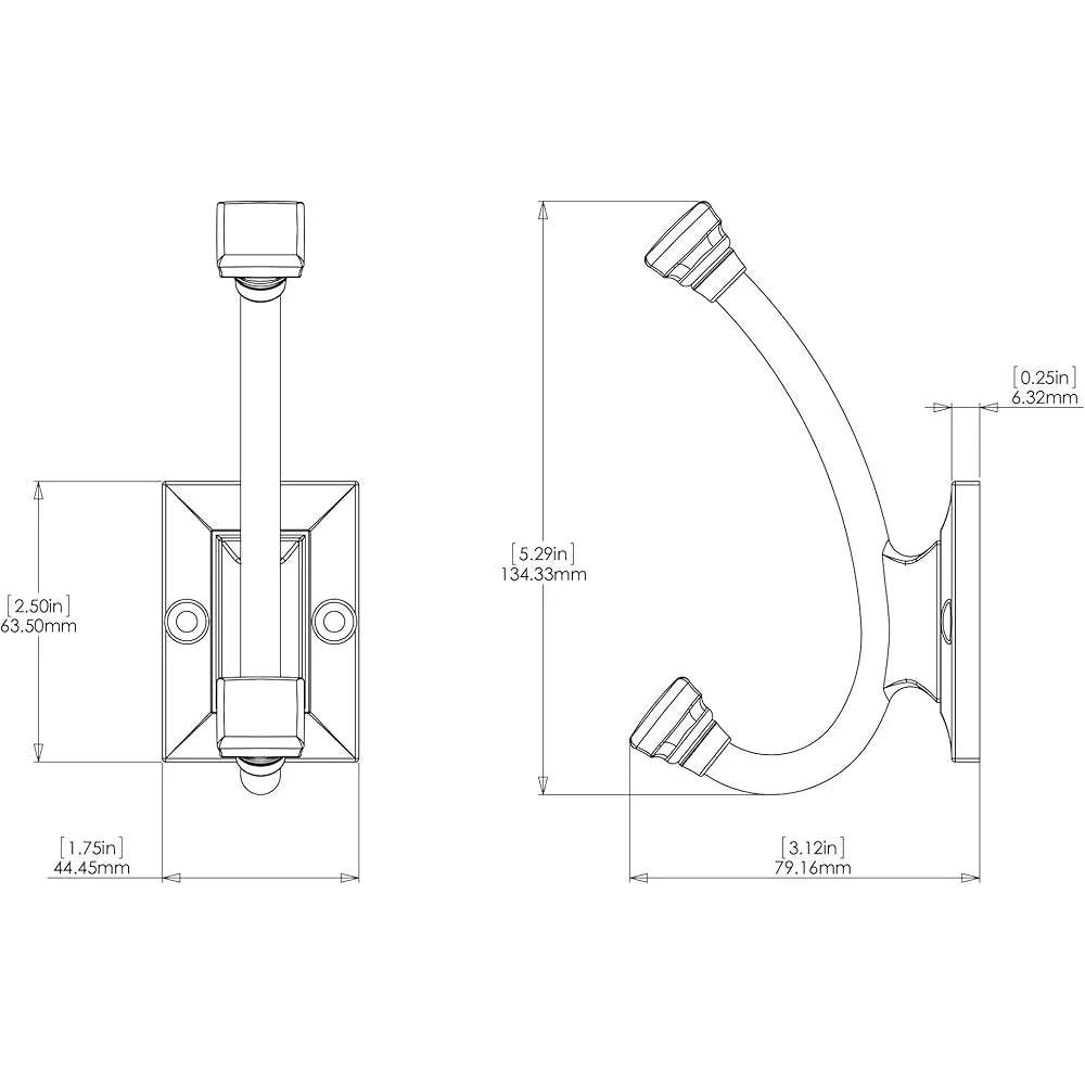 Transitional Metal Wall Hook Brushed Nickel Finish - Loft&Timber