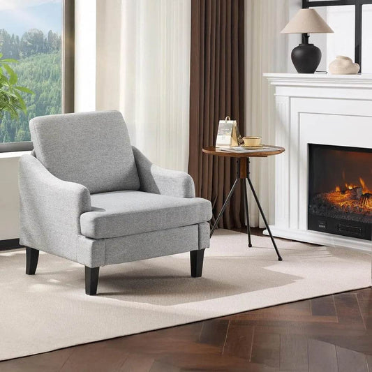 Linen Fabric Accent Chair Grey - Loft&Timber