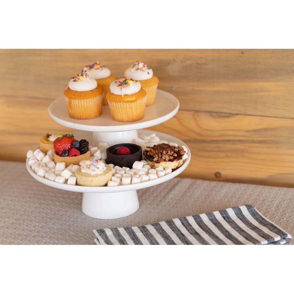2 Piece Porcelain Cake Stand Set Stacking Display - Loft&Timber