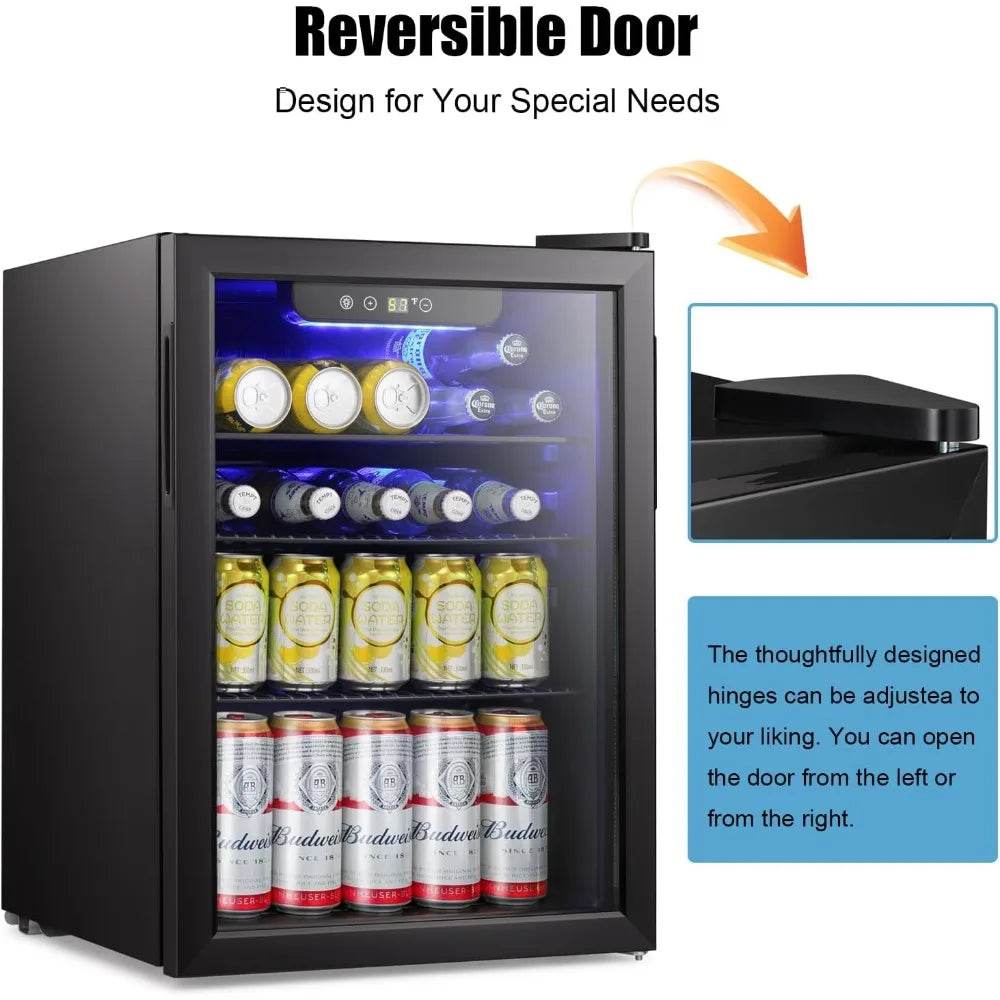 Beverage Refrigerator Cooler-85 Can Mini Fridge Glass Door - Loft&Timber