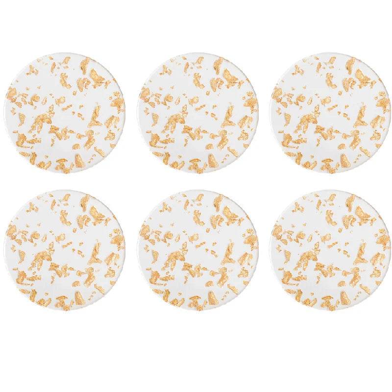6pcs Coaster Acrylic Gold Leaf Tea Coaster - Loft&Timber