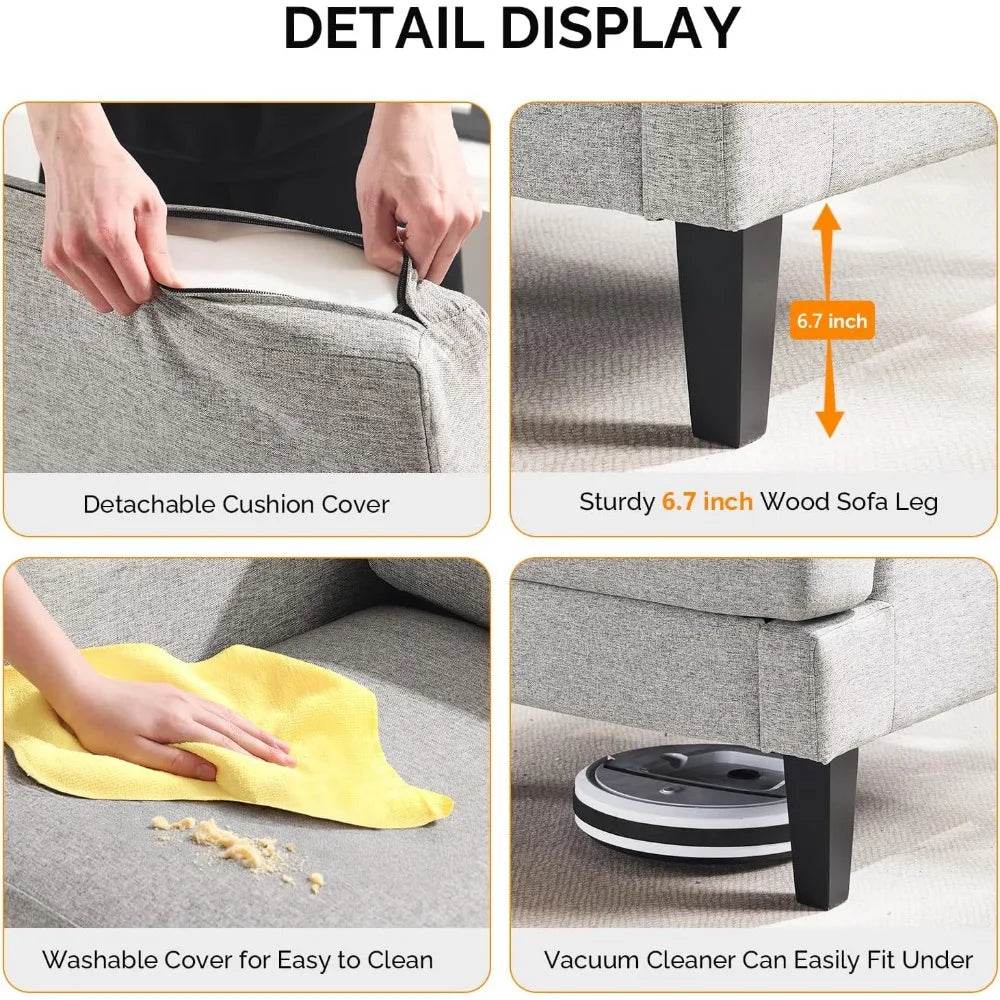 Linen Fabric Accent Chair Grey - Loft&Timber