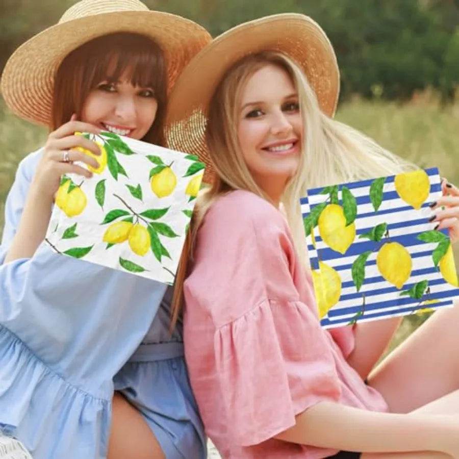 80 Pack Porcelain Pumpkins Guest napkins Disposable Blue Botanical Leaves - Loft&Timber