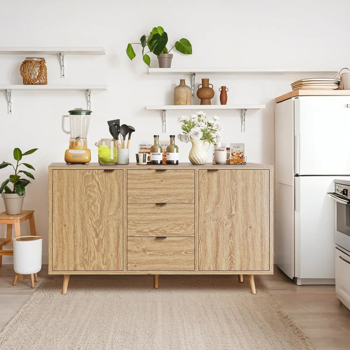 47" Storage Cabinet with 3 Drawers and 2 Doors - Loft&Timber