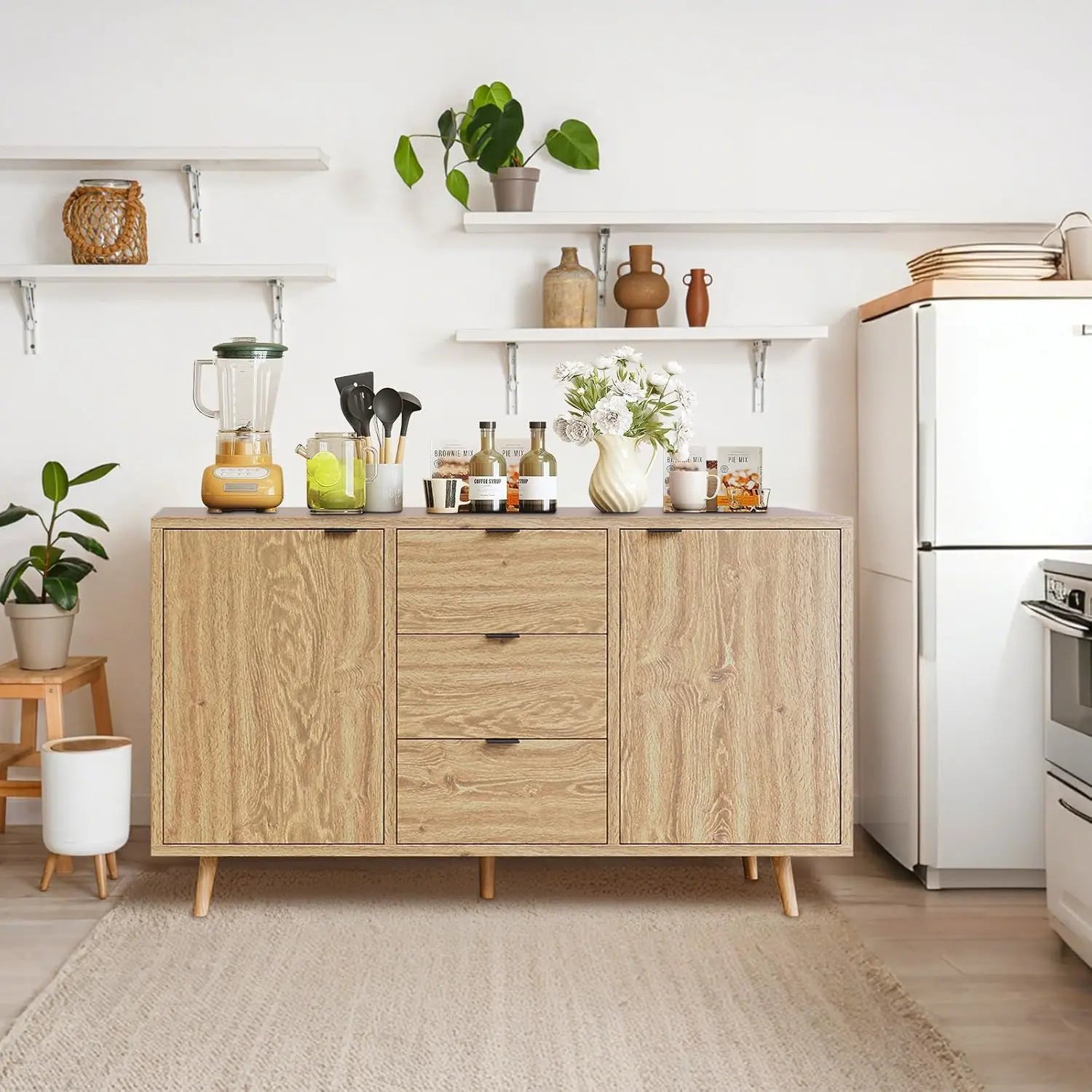 47" Storage Cabinet with 3 Drawers and 2 Doors - Loft&Timber