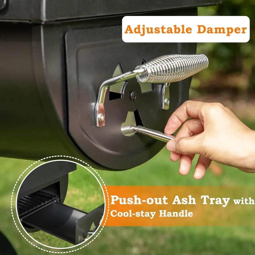 Heavy-Duty Charcoal Smoker Grills Extra Large Outdoor BBQ Gill with Offset Smoker, 941 SQ.IN. Cooking Area with Warming Tray - Loft&Timber