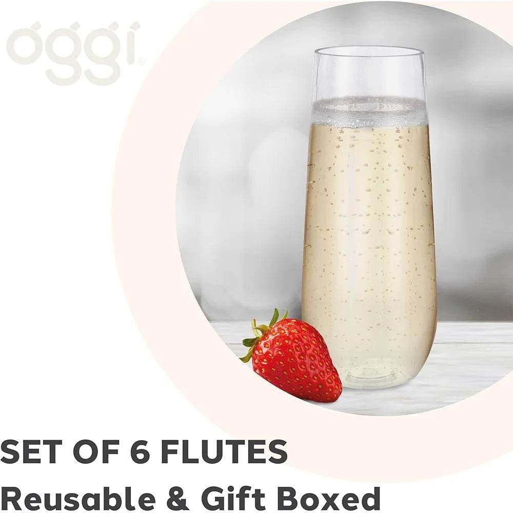 Unbreakable Shatterproof Champagne Flutes Set of 6 - Loft&Timber