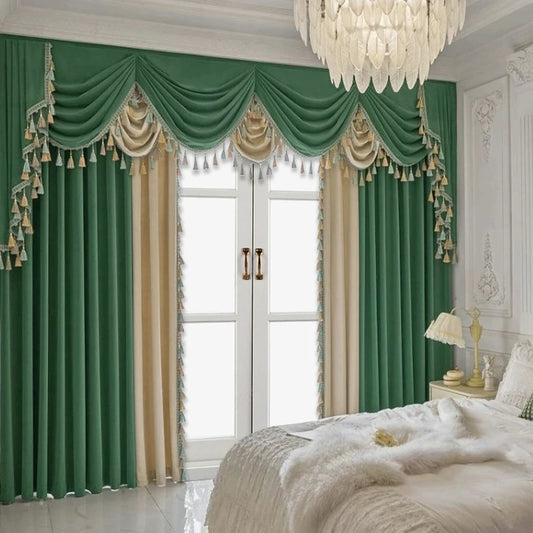 2pcs American European living room curtain luxury solid color matching flannelette, no valance