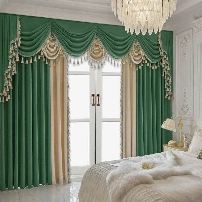 2pcs American European living room curtain luxury solid color matching flannelette, no valance - Loft&Timber