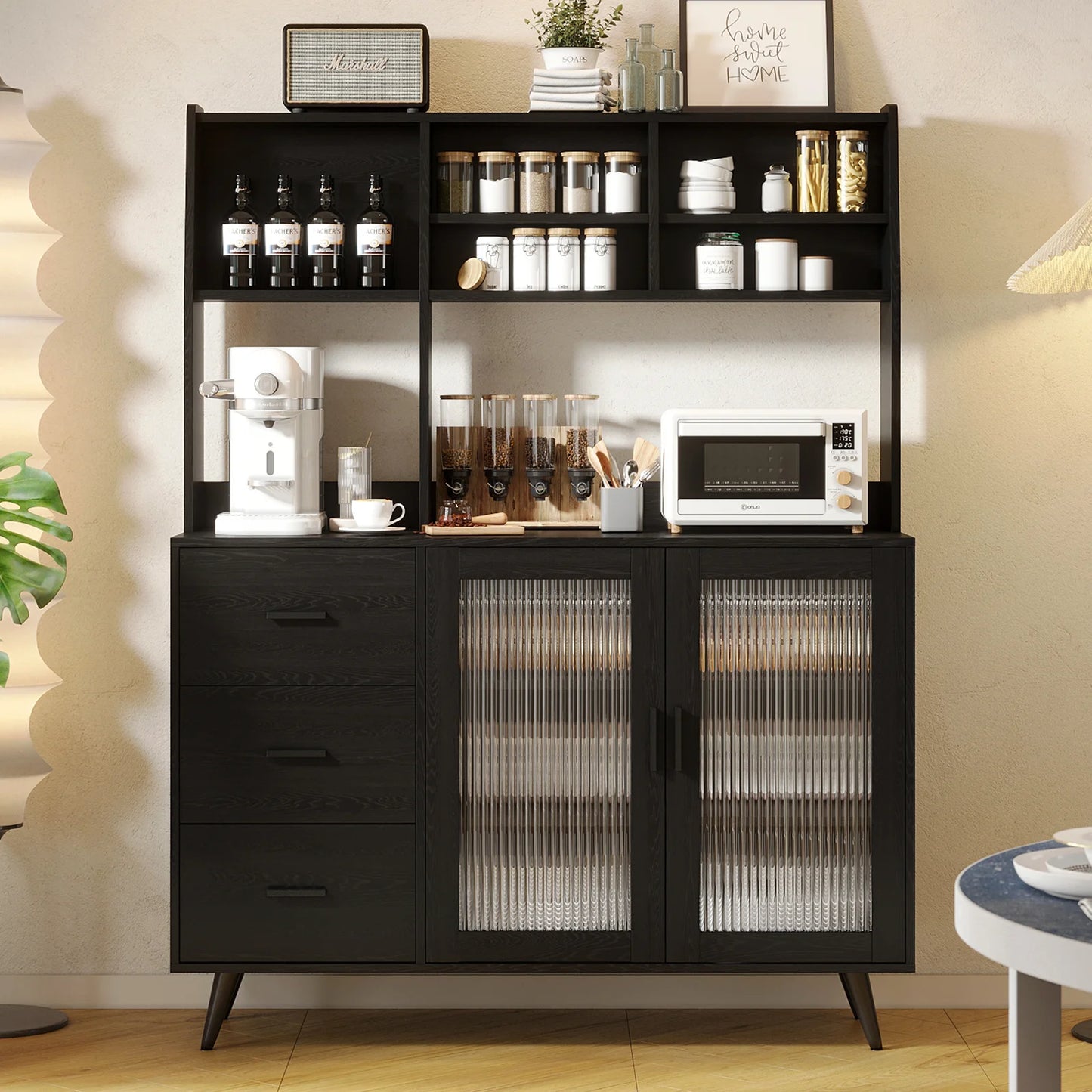 47" VOWNER Freestanding Hutch Storage Cabinet - Loft&Timber