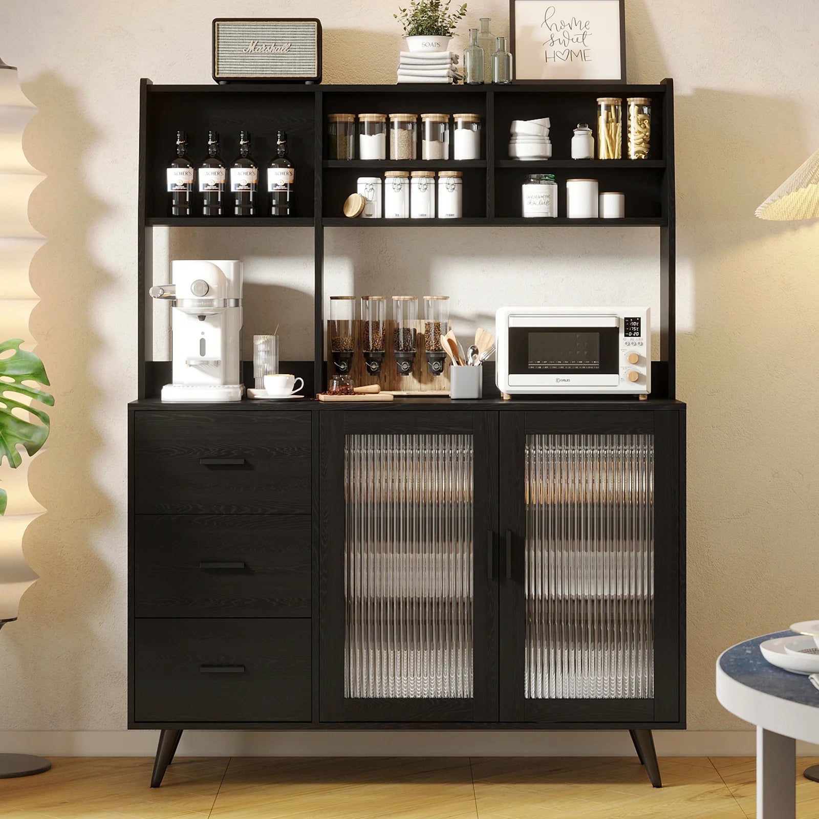 47" VOWNER Freestanding Hutch Storage Cabinet - Loft&Timber