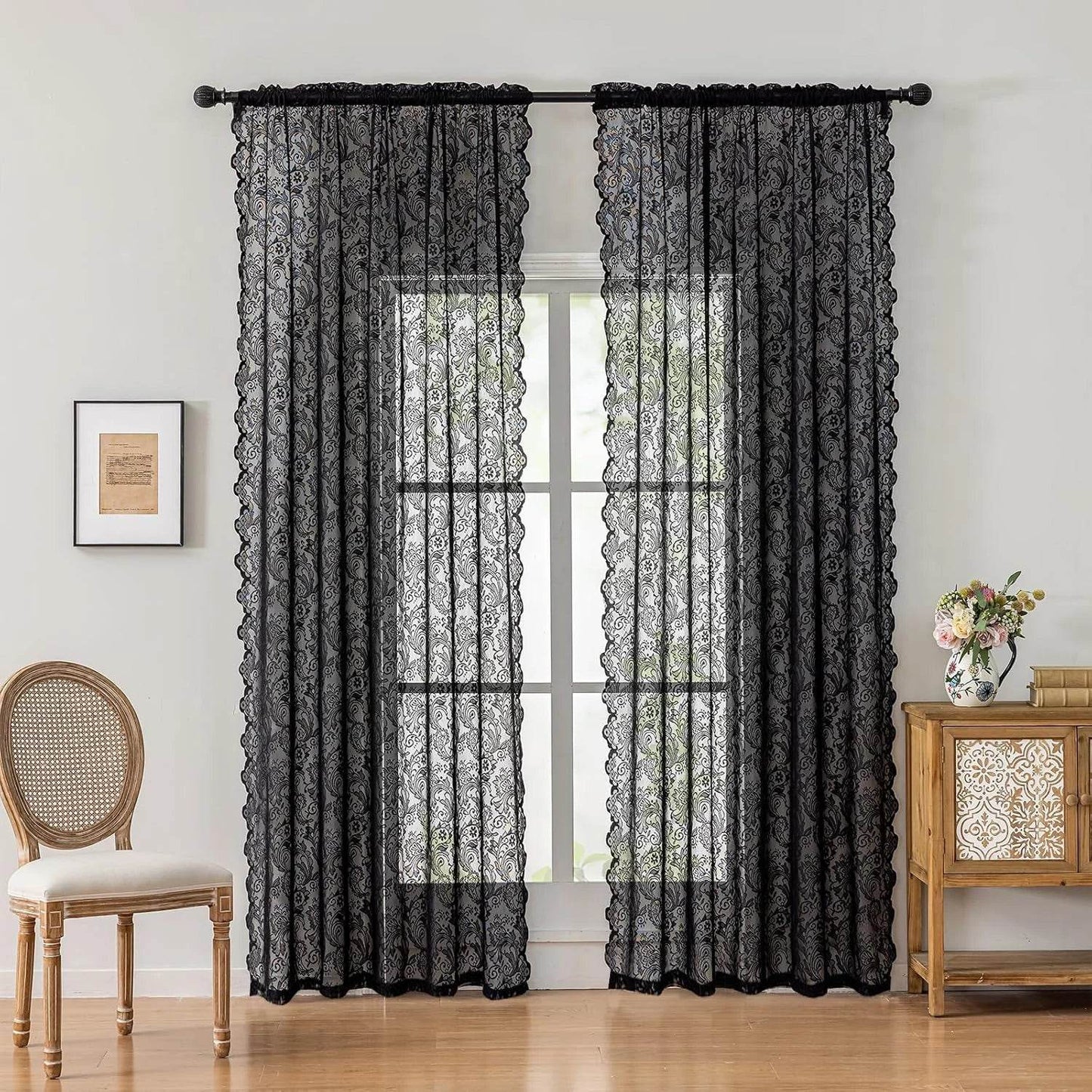 1pc elegant phoenix tail lace chiffon curtain - Loft&Timber