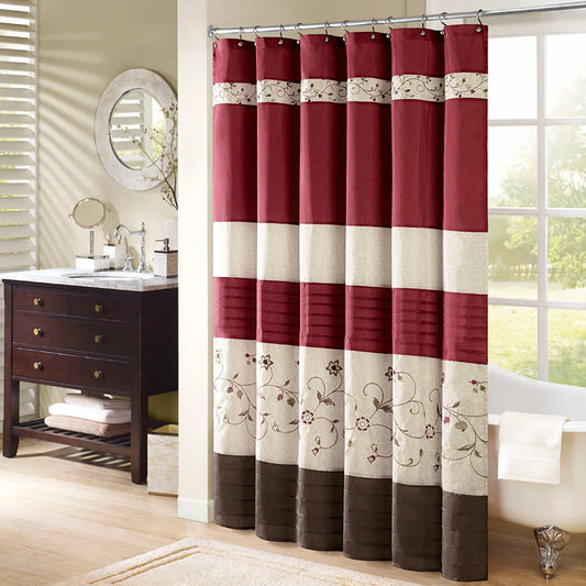 72"x72" Floral Fabric Shower Curtain Fine Pleated Details