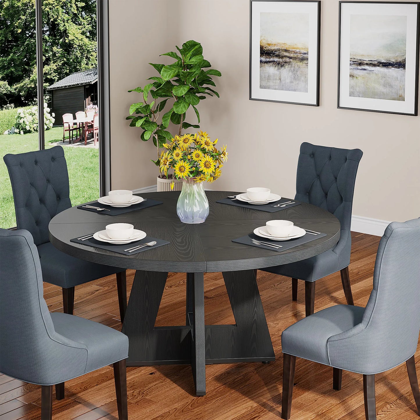 Tribesigns Round Dining Table for 4, 47" - Loft&Timber
