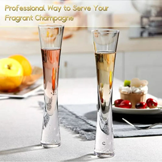 Hand Blown Clear Crystal Champagne Flute Glasses