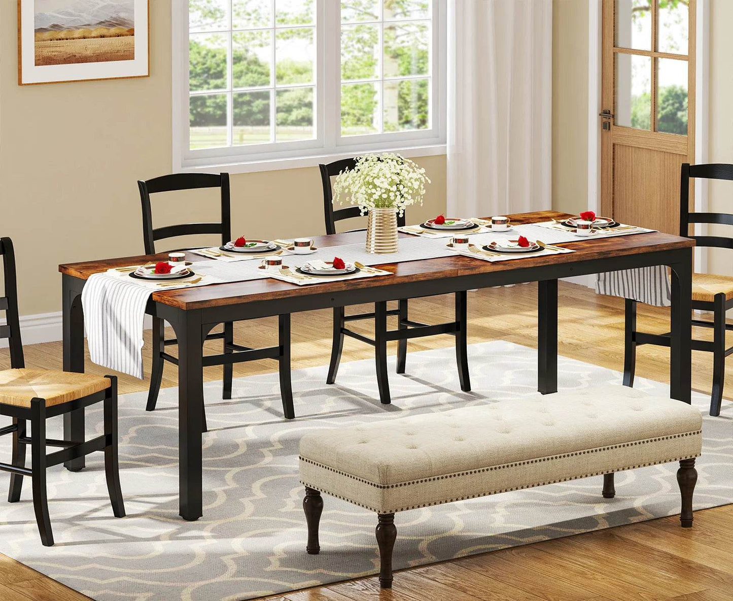 Tribesigns Dining Table for 6-8 People, 200cm - Loft&Timber