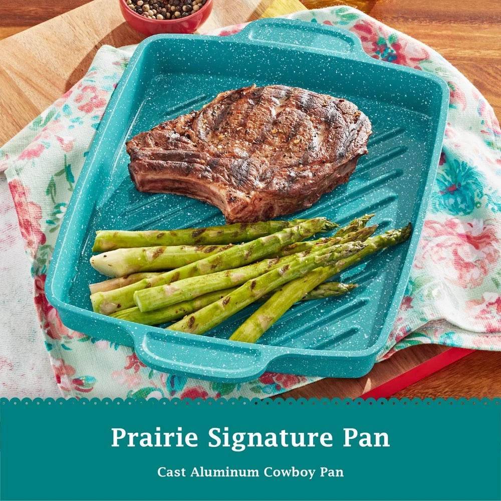 12 Inch Square Cast Aluminum Grill Pan Vintage Design - Loft&Timber