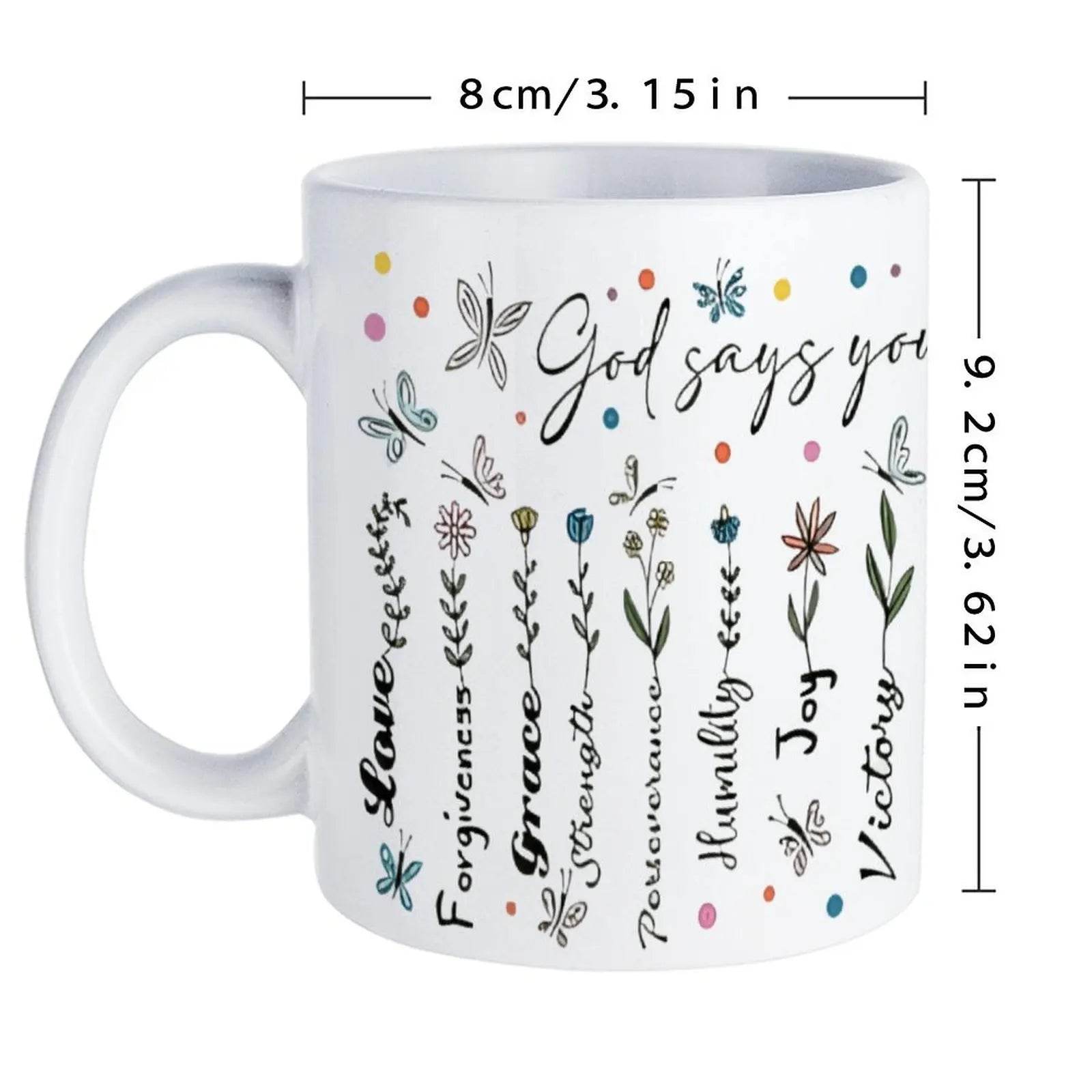 God Says You Are Wall Stickers Ceramic Coffee Mug Bible Verse Coffee Travel Mug, 330ml Ceramic Mug - Loft&Timber