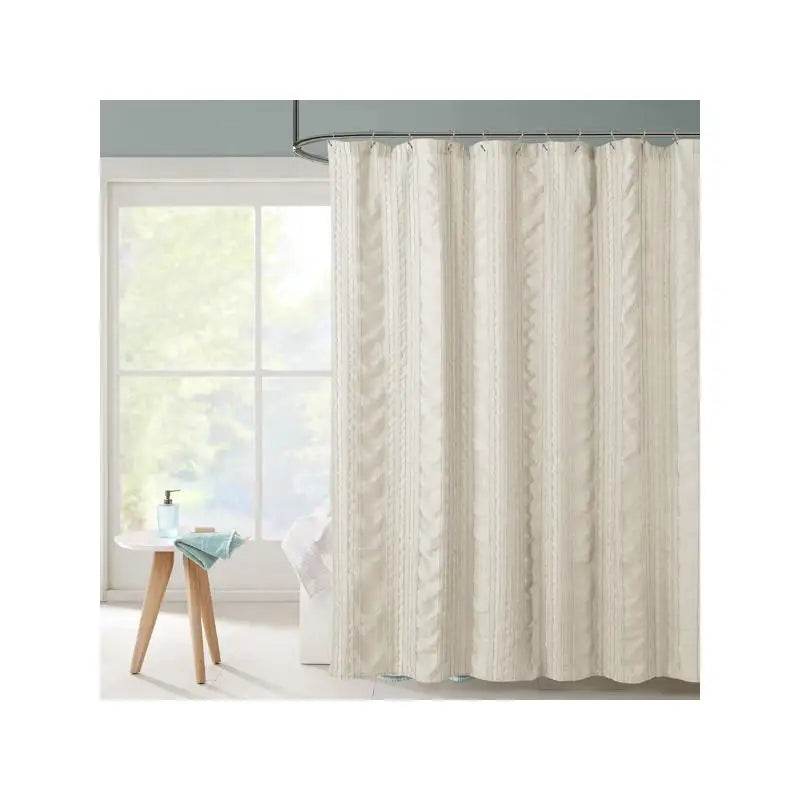 Striped Tufted Shower Curtain, 72x72 Inch - Loft&Timber