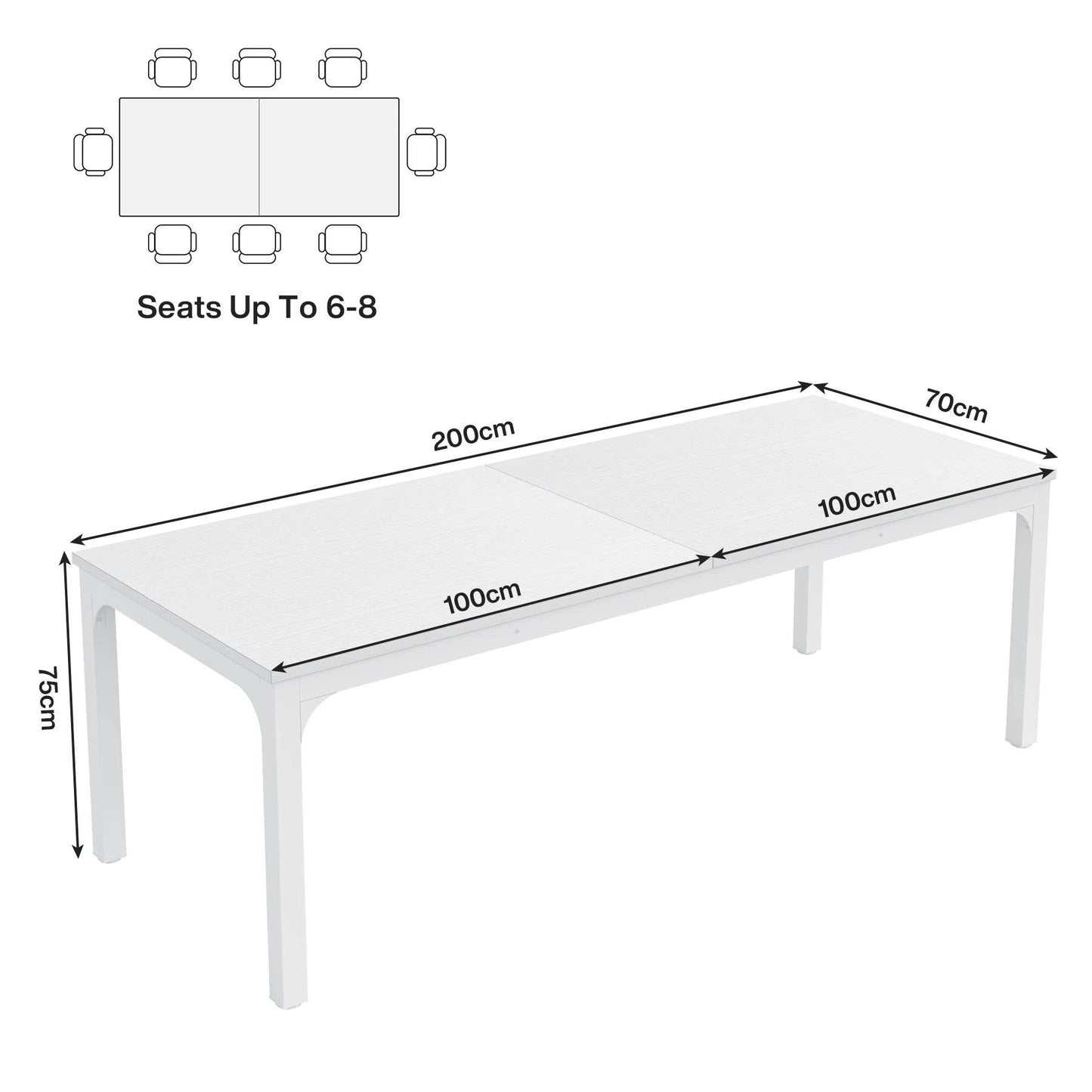 Tribesigns Dining Table for 6-8 People, 200cm - Loft&Timber