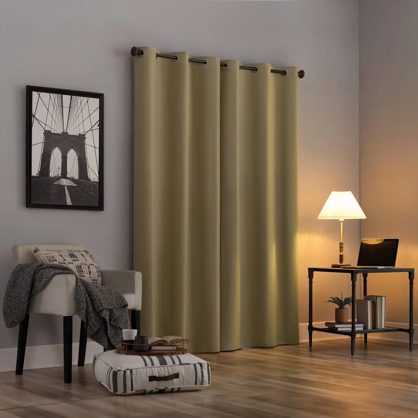 Cyrus Thermal 100% Blackout Grommet Curtain Panel, 40"x96", Soft Gold