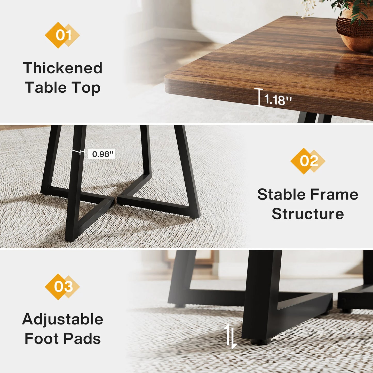Tribesigns Square Dining Table for 4, 31.5" - Loft&Timber