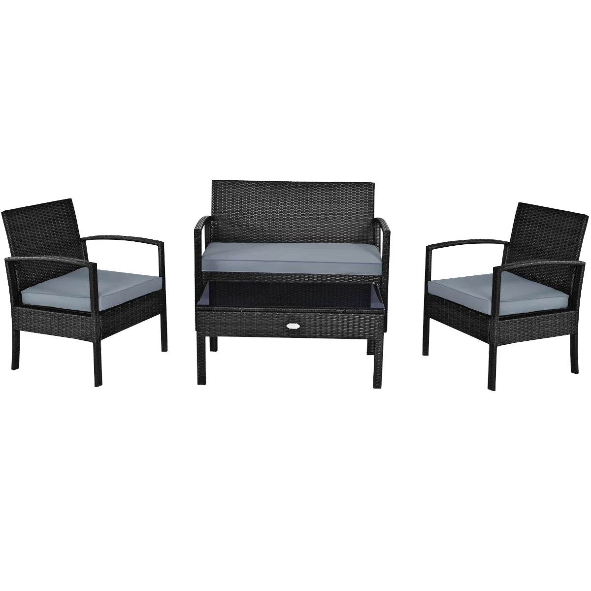 4 PCS Patio Rattan Furniture Set Garden Deck - Loft&Timber