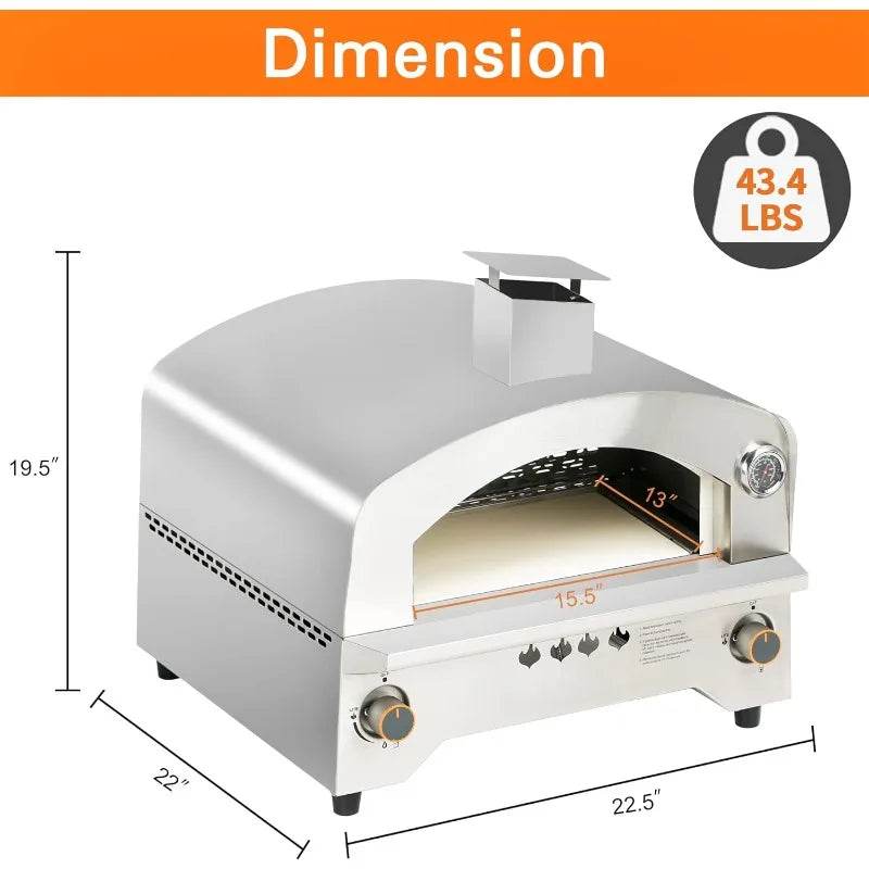 Gas Pizza Oven, Portable Propane Oven with 13 inch Stone - Loft&Timber