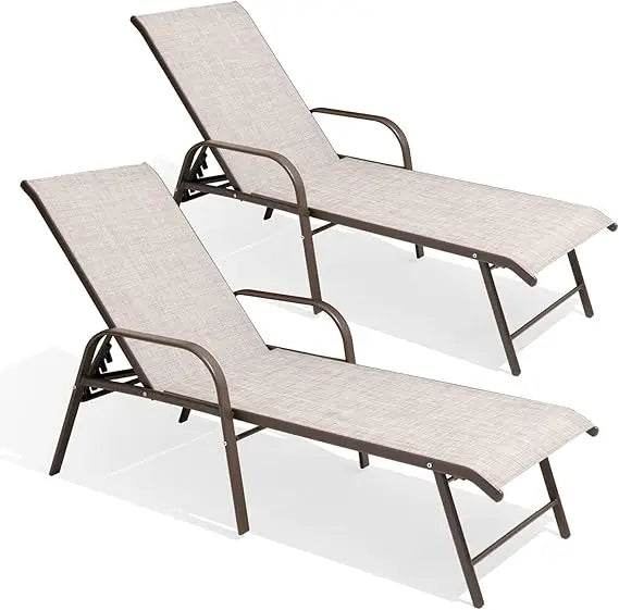Chaise Lounge Chair Outdoor with Armrests, Set of 2 - Loft&Timber