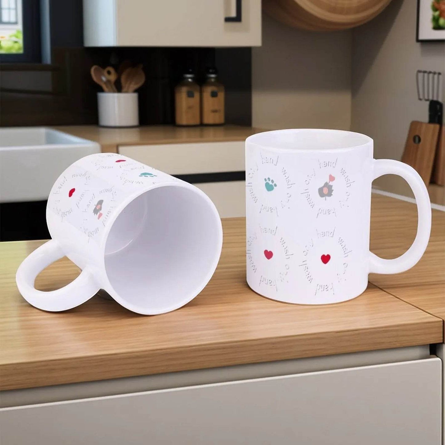 Stickers With A Cat And Paw Prints Cute Mugs, 330ml - Loft&Timber