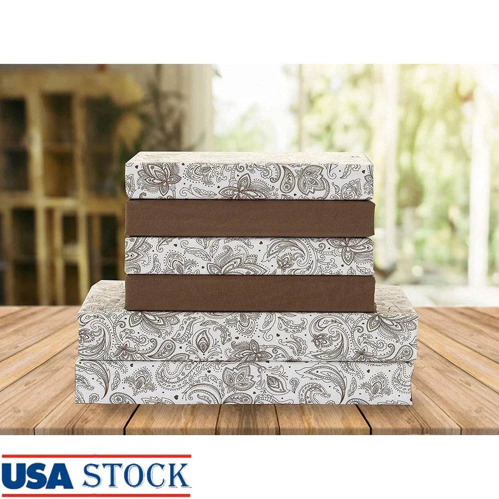 6 Piece Full Bed Sheet Set Polyester Paisley Taupe - Loft&Timber