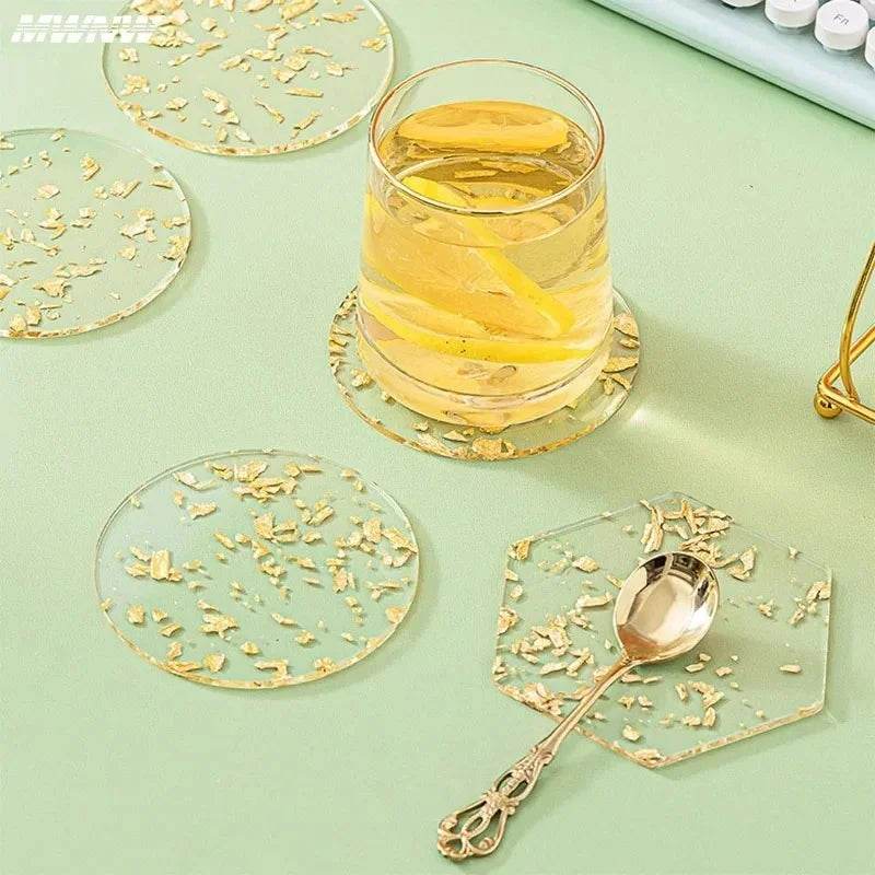 Round Resin Acrylic Gold Foil Coaster Cup - Loft&Timber